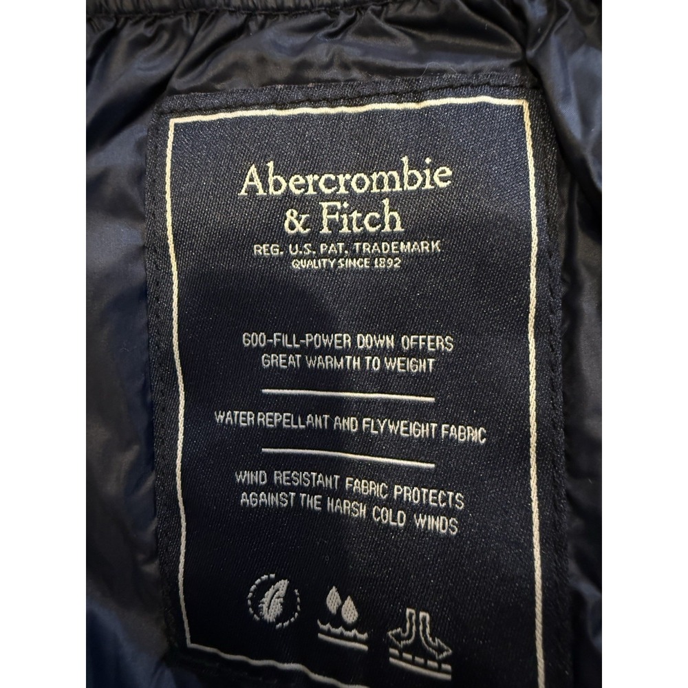 Y2K ERA Abercrombie & Fitch Womens Down Puffer Coat Jacket Hooded Navy Blue M - Picture 11 of 15